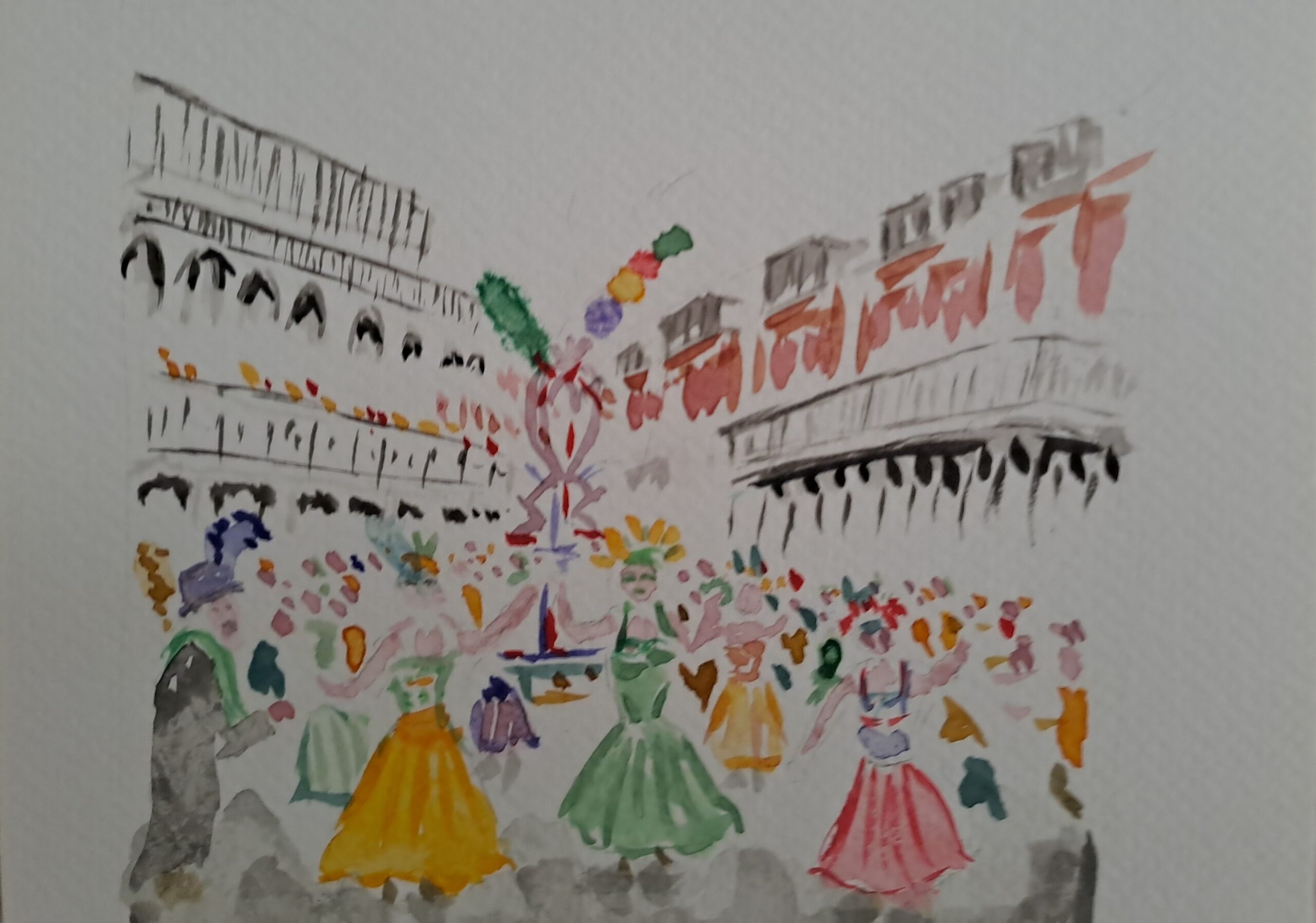 Dessin/croquis aquarellés