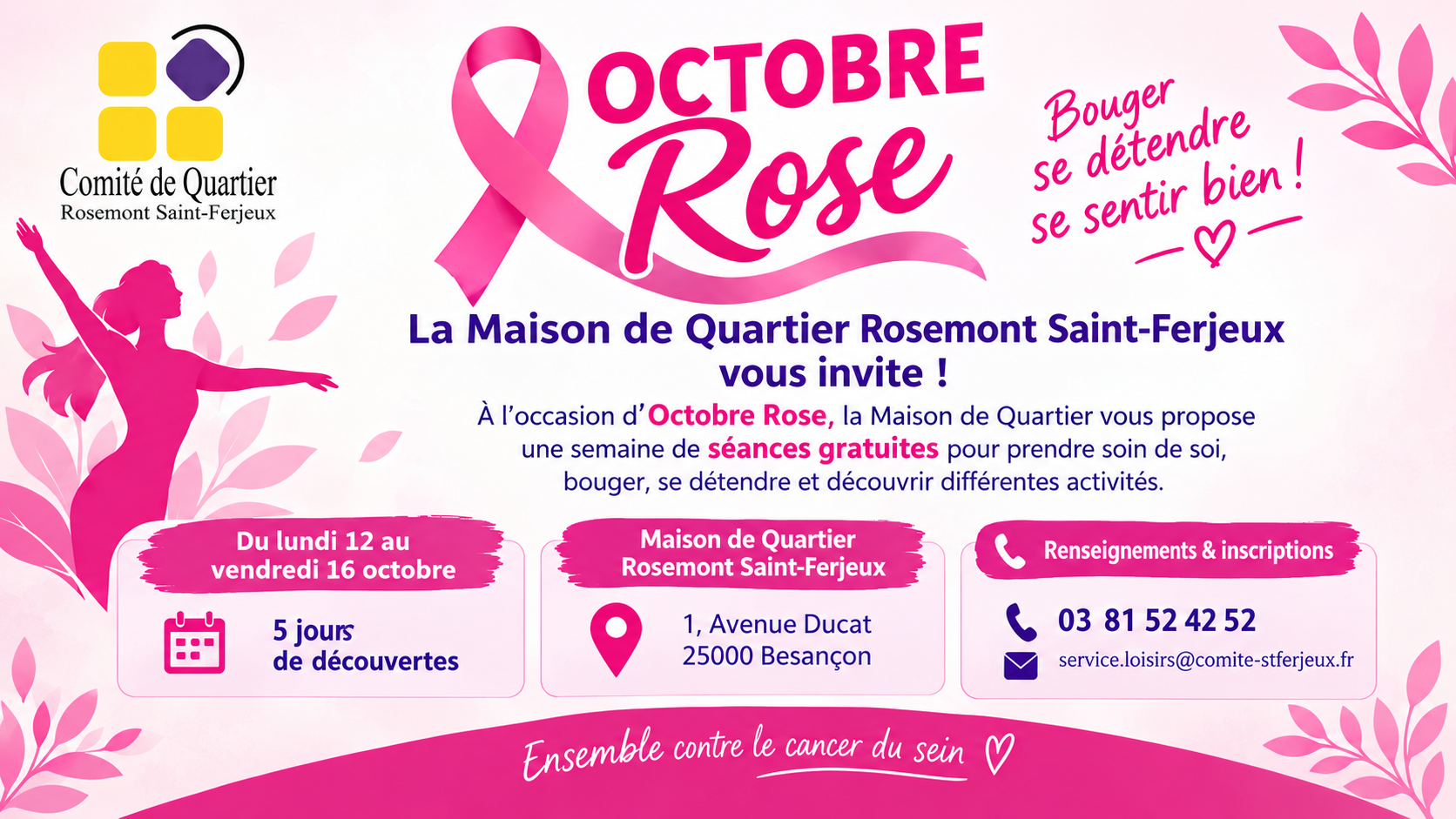 Octobre Rose : bouger, se détendre et prendre soin de soi