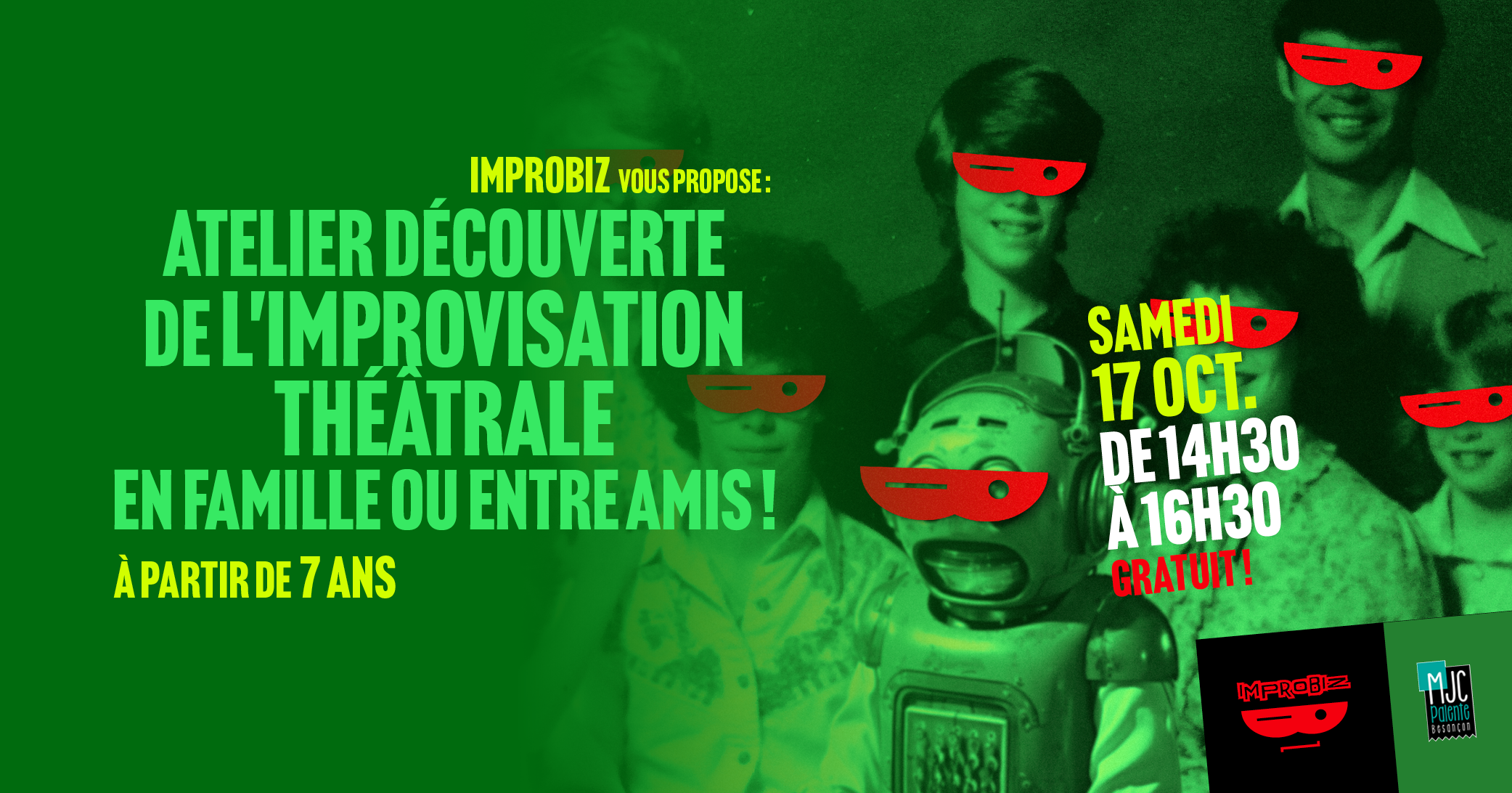 Atelier de découverte du théâtre d'improvisation, en famille ou entre amis